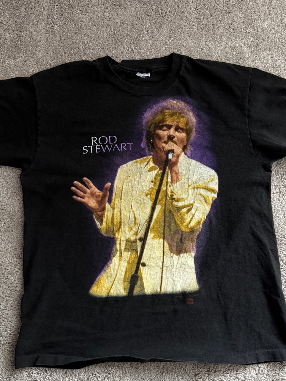 Vintage Rod Stewart A Night To Remember Tour T-Shirt Black Concert Tee Large 21”